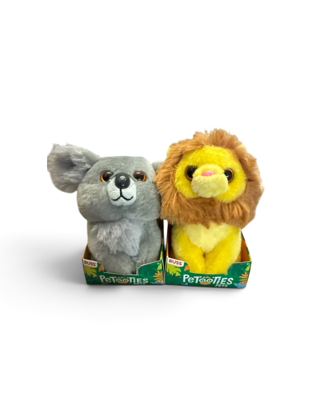 Bundle of Russ Petooties Plush Koala and Lion Set Gray & Yellow Kids Stuffed Toy